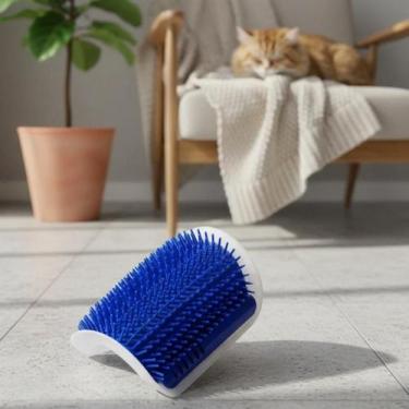 Imagem de Escova Parede Gato Brinquedo Pet Tira Pelos Gato Felino Catnip Massage
