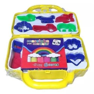Imagem de Kit Massinha Modelar C/ 06 Cores 90 Gr 09 Moldes Faca Na Maleta - Pica