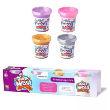 Imagem de Diver Massa Kit Massinha Modelar Perolado Potinho 4un - Divertoys
