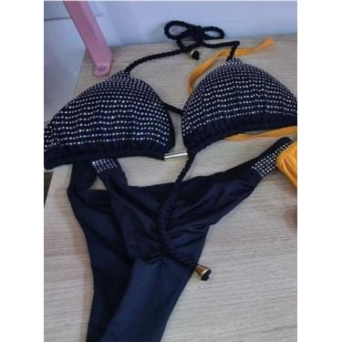 Imagem de biquini azul com detalhe em strass - sunsetmodafeminina