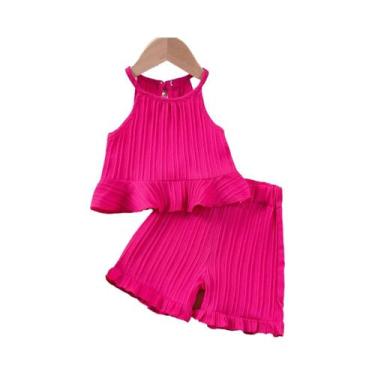Imagem de Conjunto De Shorts E Top Sem Mangas Com Renda Para Meninas, Moda De Ve