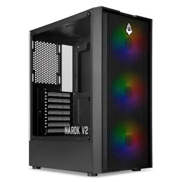 Imagem de Gabinete Gamer Mancer Narok V2 Rainbow 3 Fans Mid-Tower Lateral de Vid