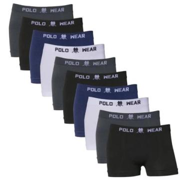 Imagem de Kit 10 Cuecas Infantil Menino Boxer Microfibra Polo Wear, G