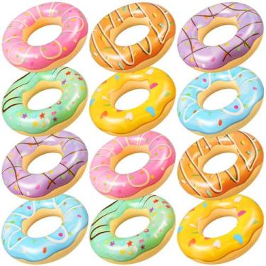 Imagem de Piscina de donuts infláveis aberta, pacote com 12, flutuadores de 83 c