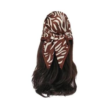Imagem de Lenço De Cetim Quadrado Com Estampa De Leopardo De 70cm Para Mulheres,