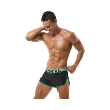 Imagem de Shorts Masculinos Casuais De Corrida Com Bolsos Laterais E Fenda - Cal