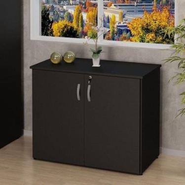 Imagem de Armário para Escritório Multiuso Baixo Fechado 2 Portas 80cm Preto - N