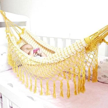 Imagem de Rede de Dormir Berço Bebê 100% Algodão 80x70cm Conforto e Segurança - 