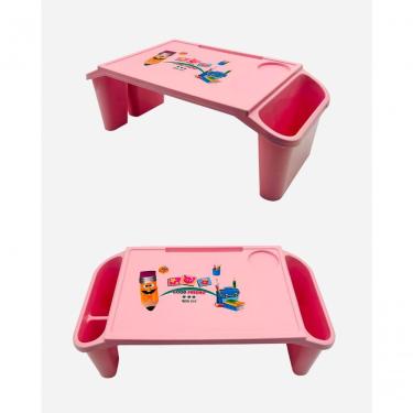 Imagem de Mesa Infantil Good Friend para Estudo e Brincadeiras Portátil com Compartimentos e Porta-Copo Rosa Jac Pack 26CM