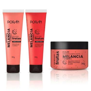 Imagem de Kit Cuidados Corporais Porán Melancia Sabonete Esfoliante e Hidratante