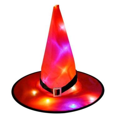 Imagem de Chapéu Bruxa Feiticeira C/ Led Colorida Acessório Halloween - Fantasia