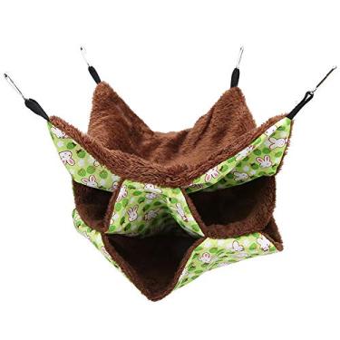 Imagem de Andraw Rede colorida para animais de estimação, cama suspensa para hamster, cama suspensa, três camadas de açúcar bonito para hamster (verde)