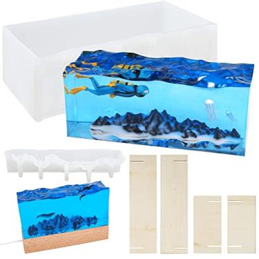 Imagem de Conjunto de moldes de silicone de resina epóxi Sea Mountain Diorama Fish Tank Miniature