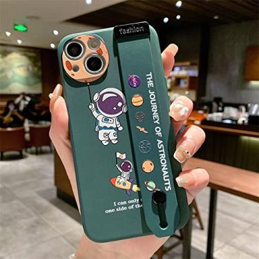 Imagem de Capa de silicone líquido de pulseira de astronauta bonito dos desenhos animados para Samsung Galaxy S22 S21 Ultra S20 FE S10 5g S8 S9 Plus S8 S7 capa de borda, cós verde, para S10