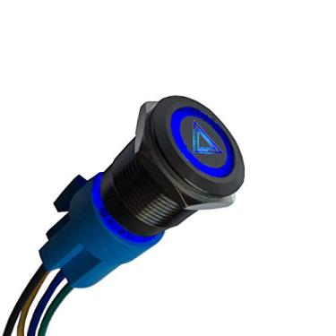 Imagem de ESUPPORT 12 V carro veículo luz LED azul perigo aviso de emergência botão de metal interruptor interruptor tomada trava fio 19 mm concha preta