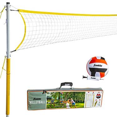 Imagem de Franklin Sports Conjunto de voleibol 52641 – Conjunto de rede de voleibol, rede portátil e estacas – Vôlei de praia ou quintal – Família