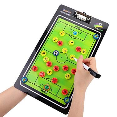 Imagem de Tbest Prancheta de futebol para tabuleiro, quadro magnético com caneta marcador e zíper apagável a seco para competição, treinamento, treinamento, treinamento, placa, futebol magnético