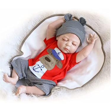 Imagem de Bonecas recém-nascidas realistas, vermelho 22 polegadas artesanal ponderada boneca renascida de corpo inteiro vinil silicone bonecas realistas recém-nascidas para presentes renascidos de aniversário-vermelho 20 " (menina)