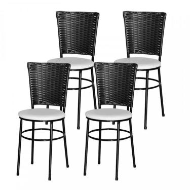 Imagem de 4 Cadeiras Pretas Para Cozinha Hawai Preta Cor: Branco