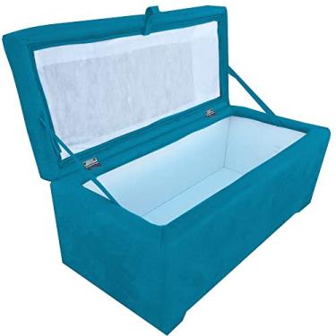 Imagem de Puff Retangular Baú Pé De Cama Solteiro Porta Brinquedos Turquesa - Moveis Aguias