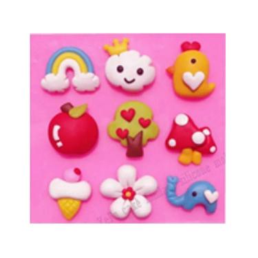 Imagem de Molde De Silicone Arco-Iris, Nuvem, Sorvete, Maçã, Árvore