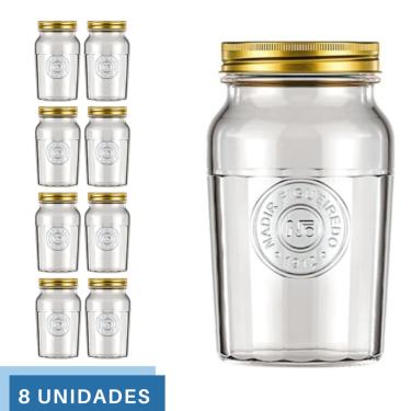 Imagem de 8 Pote Americano Mantimento Café Vidro Vintage 1,5L Nadir