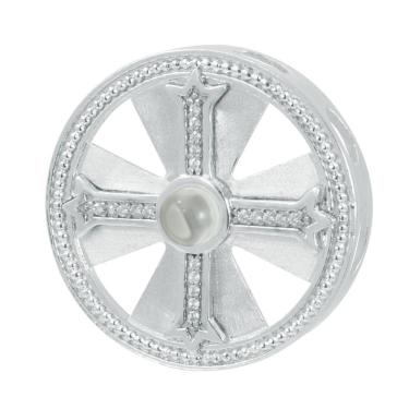 Imagem de Pingente Prata Neo Crystal Círculo Cruz São Bento com Zircônia 28mm