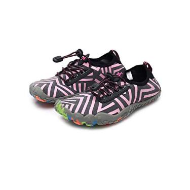 Imagem de Bestgift Men/Women's Wide Toe Minimalist Trail Running Shoes Polyline Pink 38