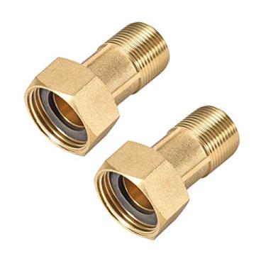 Imagem de Uxcell – Ajuste de tubulação de latão, bico sextavado, conector macho G3/4 x fêmea G1, conector rosqueado, acoplador de medidor de água de 60 mm, comprimento 2 peças