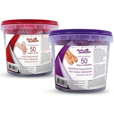 Imagem de Kit 50 Pares Sapatilhas E 50 Pares Luvas Com Creme Emoliente