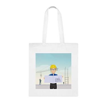 Imagem de Bolsa Tote Worker Building, Bolsa de construção de trabalhador, presente de construção de trabalhador, presente para construção do trabalhador, bolsa de ombro de construção de trabalhador, ideia de de Natal, Branco