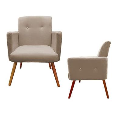 Imagem de Kit 02 Poltronas Decorativa Pés Palito Nina Plus Suede Bege - DS Estofados