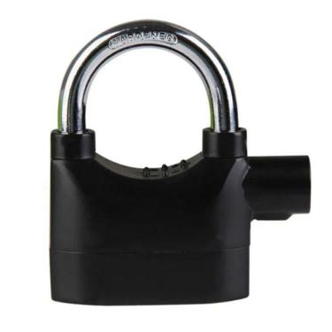 Imagem de Cadeado com Alarme Sirene Sistema Anti furto 110db Som Alto Moto Segurança Casa