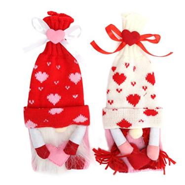 Imagem de Capa de garrafa de vinho de Natal, bonito suéter de Natal capa de garrafa de vinho, suéter de garrafa de vinho feito à mão para decorações de Natal suéter de Natal fofo decorações de festa, 2 peças