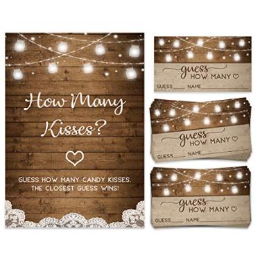 Imagem de How Many Kisses, Candy Jar Guess Game, 50 Cartas e Placa Combinando, Atividade de Chuveiro de Noiva e Jogo