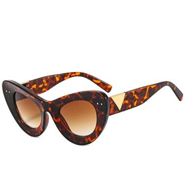 Imagem de Óculos de sol fashion olho de gato retrô grande armação medidor de unhas tons mesmo azul à prova de luz, 4, tamanho único