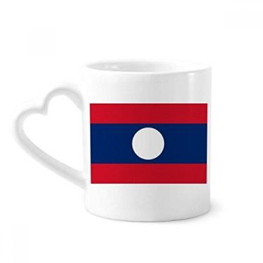 Imagem de Caneca com bandeira nacional do Laos e país da Ásia Caneca de café cerâmica copo de coração de vidro