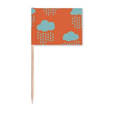 Imagem de Cloud Rain Gotejamento Laranja Padrão Palito Bandeiras Marcador Decoração Festa