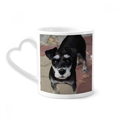 Imagem de Caneca de cachorro preto animal de estimação imagem fofa caneca café cerâmica copo de coração de vidro