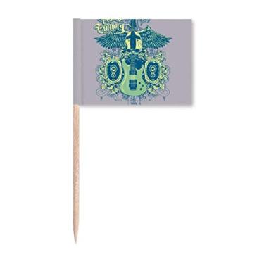 Imagem de Decoração de festa com marcadores de palito de dente com padrão de instrumentos musicais de jazz