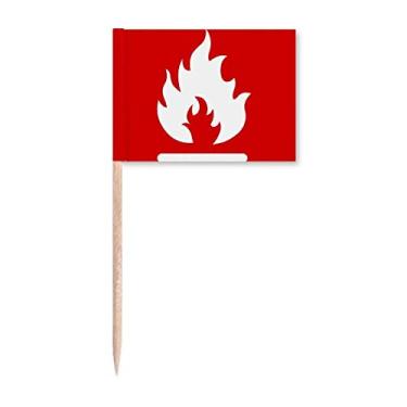 Imagem de Marcador de palito quadrado vermelho fogo marca de advertência marcadores para decoração de festa
