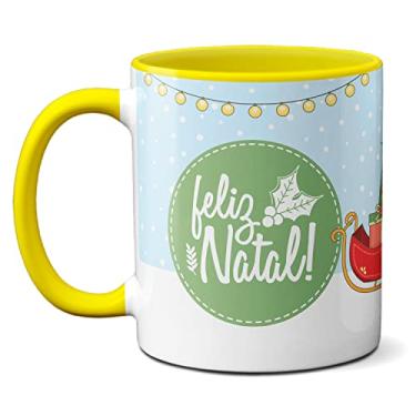 Imagem de Caneca Árvore De Natal Presente Fofo Trenó Papai Noel (Amarela)