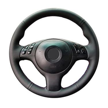 Imagem de Capa de volante de carro confortável antiderrapante costurada à mão preta, adequada para BMW 330i 540i 525i 530i 330Ci E46 M3 E39 2001 a 2014