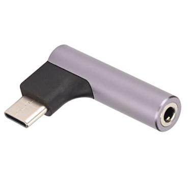 Imagem de Adaptador de fone de ouvido tipo C a 3,5 mm Adaptador de fone de ouvido de alta fidelidade Jack 90 graus liga de alumínio carro plug and play para alto-falante