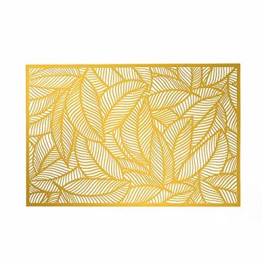 Imagem de Lugar Americano De Plástico Leaf Dourado 30x45cm Lyor Dourado No Voltagev