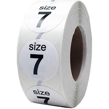 Imagem de Adesivos de tamanho de sapato de 1,9 cm, White Size 7, 3/4" Circle