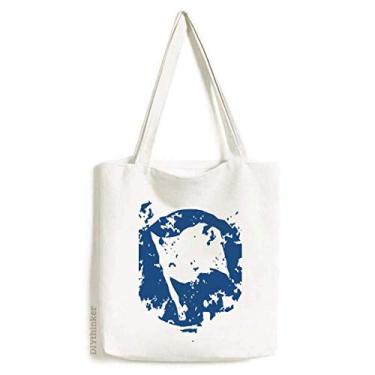 Imagem de Bolsa de lona com estampa de ilustração redonda com design de bandeira azul bolsa de compras casual bolsa de mão