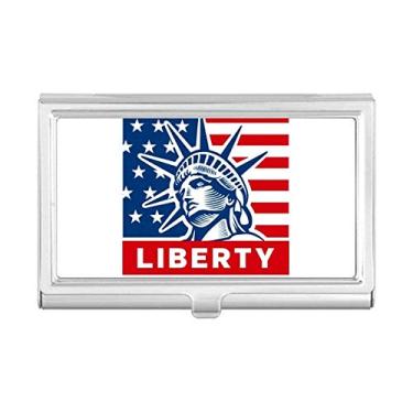 Imagem de Carteira de bolso com estampa de estátua da liberdade e porta-cartões com bandeira americana
