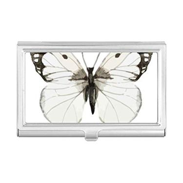 Imagem de Borboleta com asas brancas escuras, porta-cartões de visita