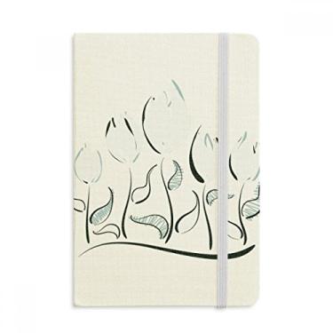 Imagem de Caderno tulipa pintado à mão com flores e cobertura dura em tecido oficial